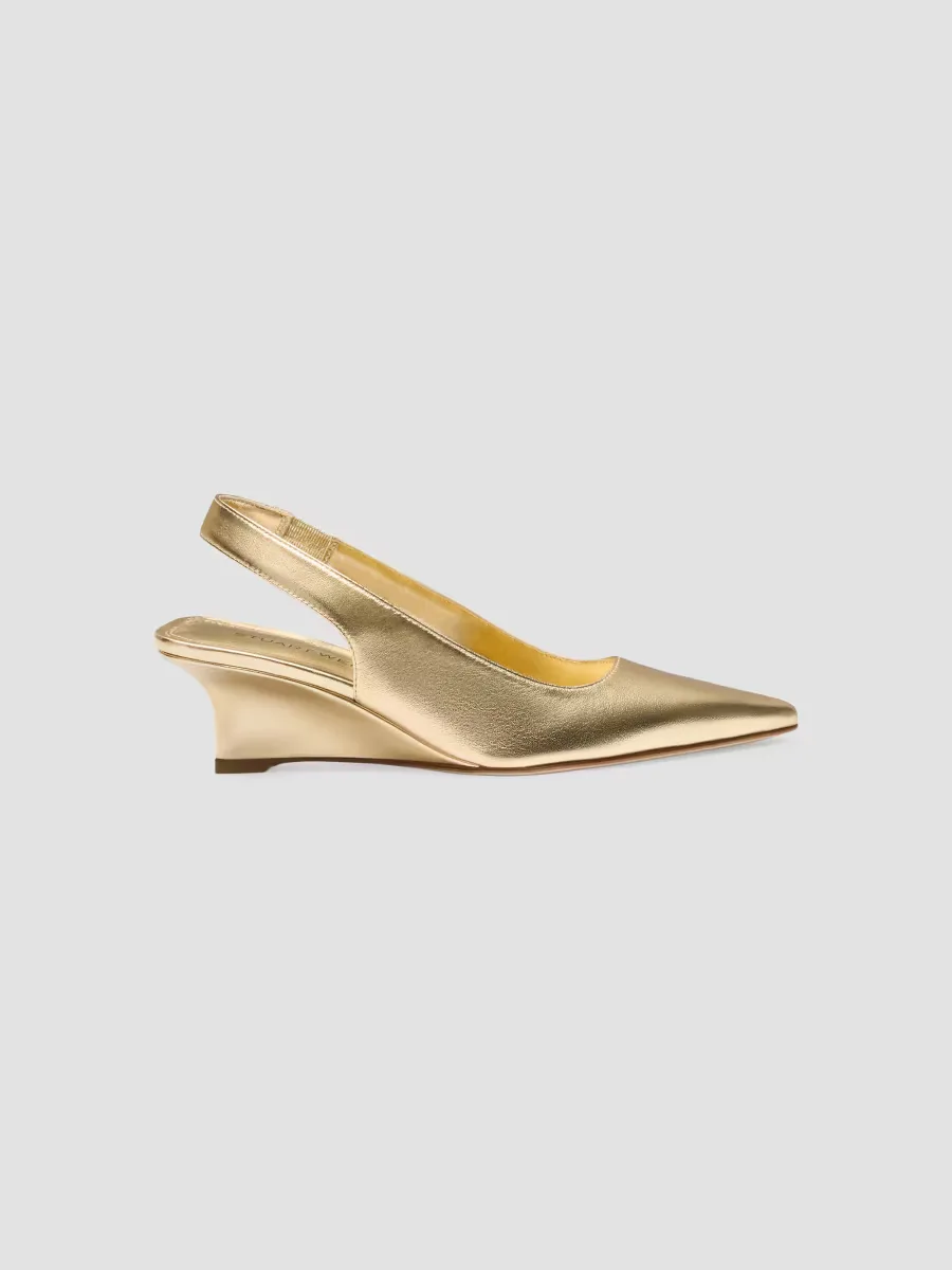 Vinnie 50MM Leather Wedge Slingback Pumps by Stuart Weitzman