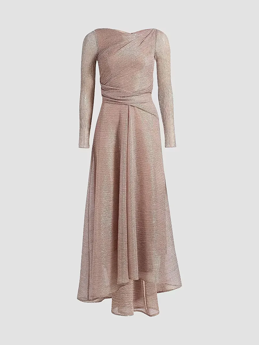 Metallic Voile Boatneck Gown by Talbot Runhof