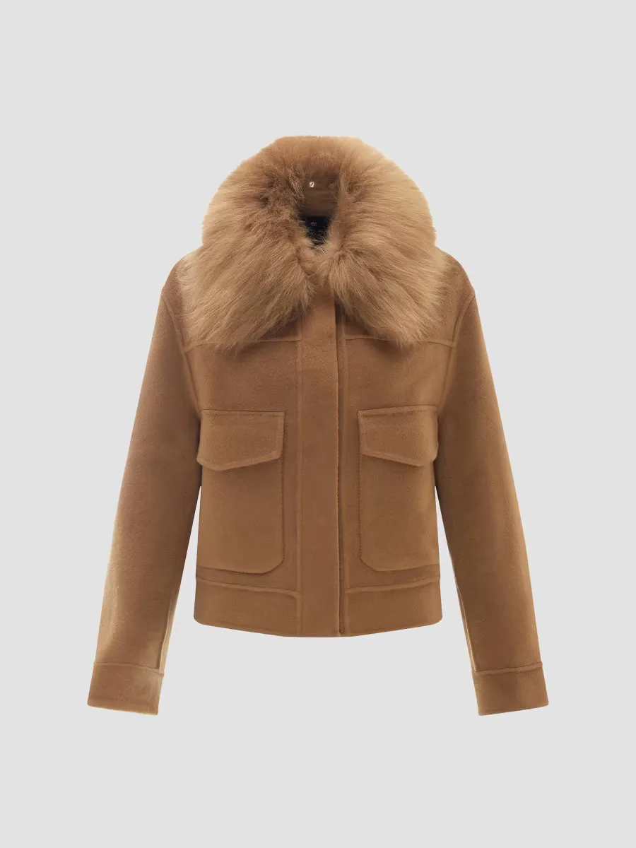 Select Cashmere and Wool Blend Jacket with Detachable Goat Collar by Gorski