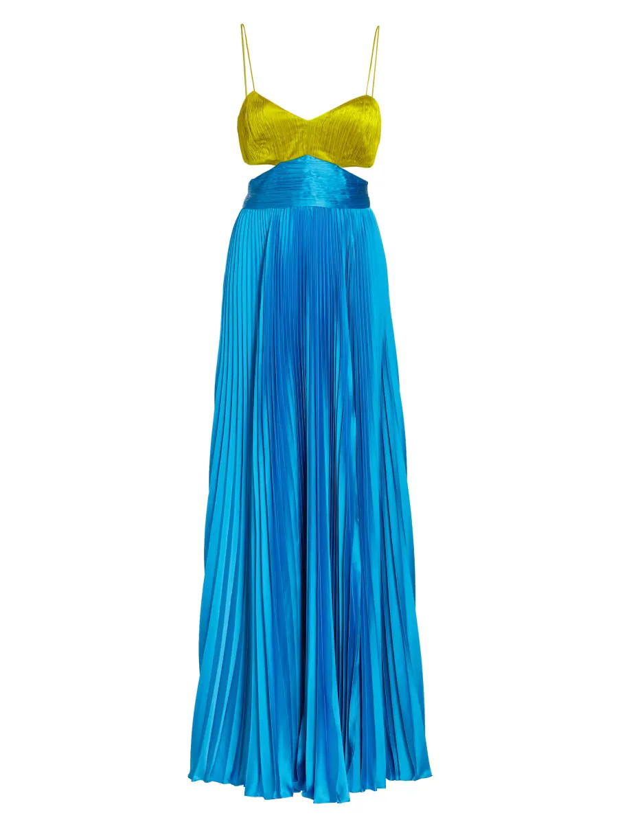 Elodie Pleated Cut-Out Gown by Amur