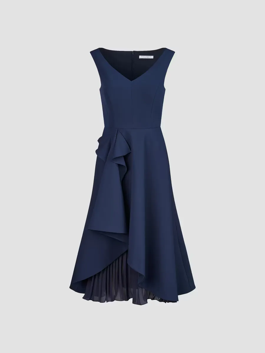 Begonia Ruffled A-Line Midi-Dress by Kay Unger