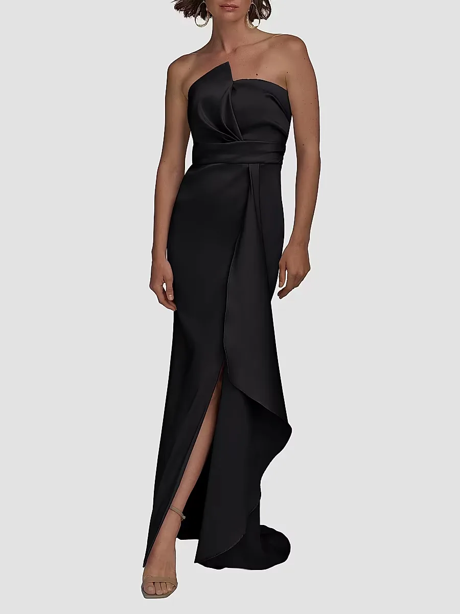 Asymmetric Stretch-Mikado Gown