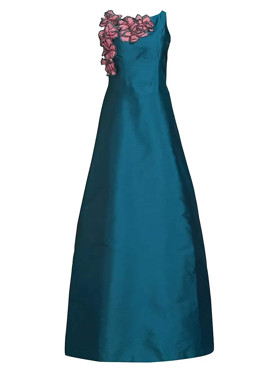 Giselle Floral Appliqu Sleeveless Ballgown by Kay Unger