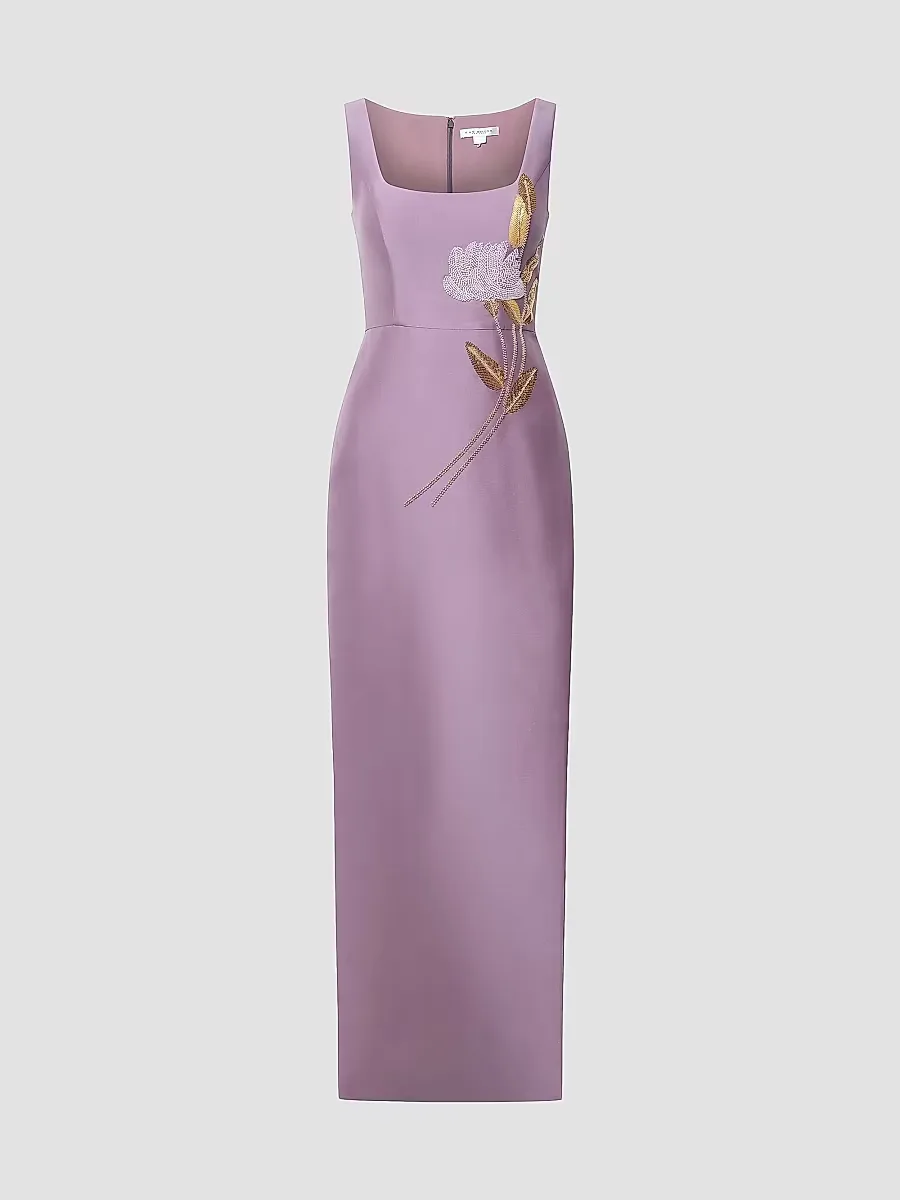 Paloma Threaded Floral Column Gown by Kay Unger