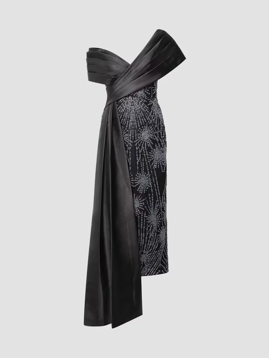 Kelly Beaded Column Midi-Dress by Theia