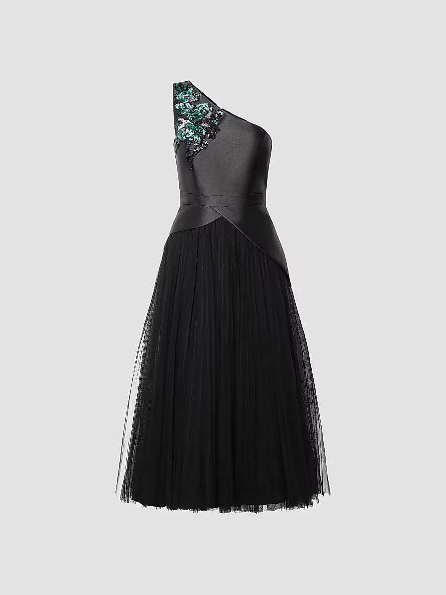 Annabeth Embellished One-Shoulder Cocktail Dress by Kay Unger