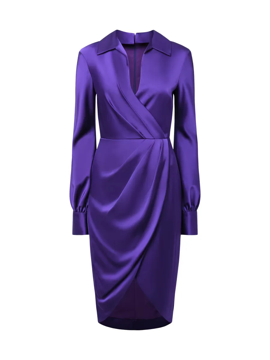 Steph Satin Sheath Shirtdress by Theia
