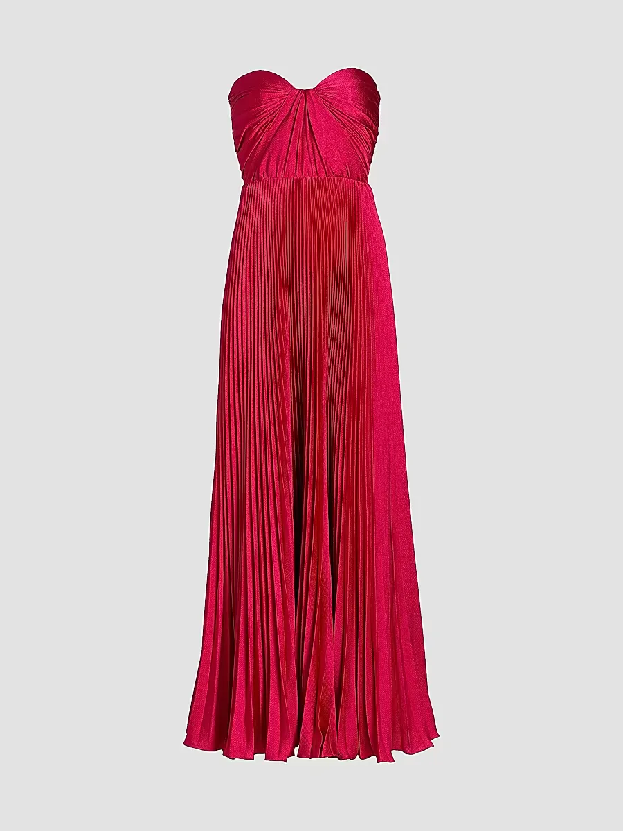 Elia Satin Plissé Gown
