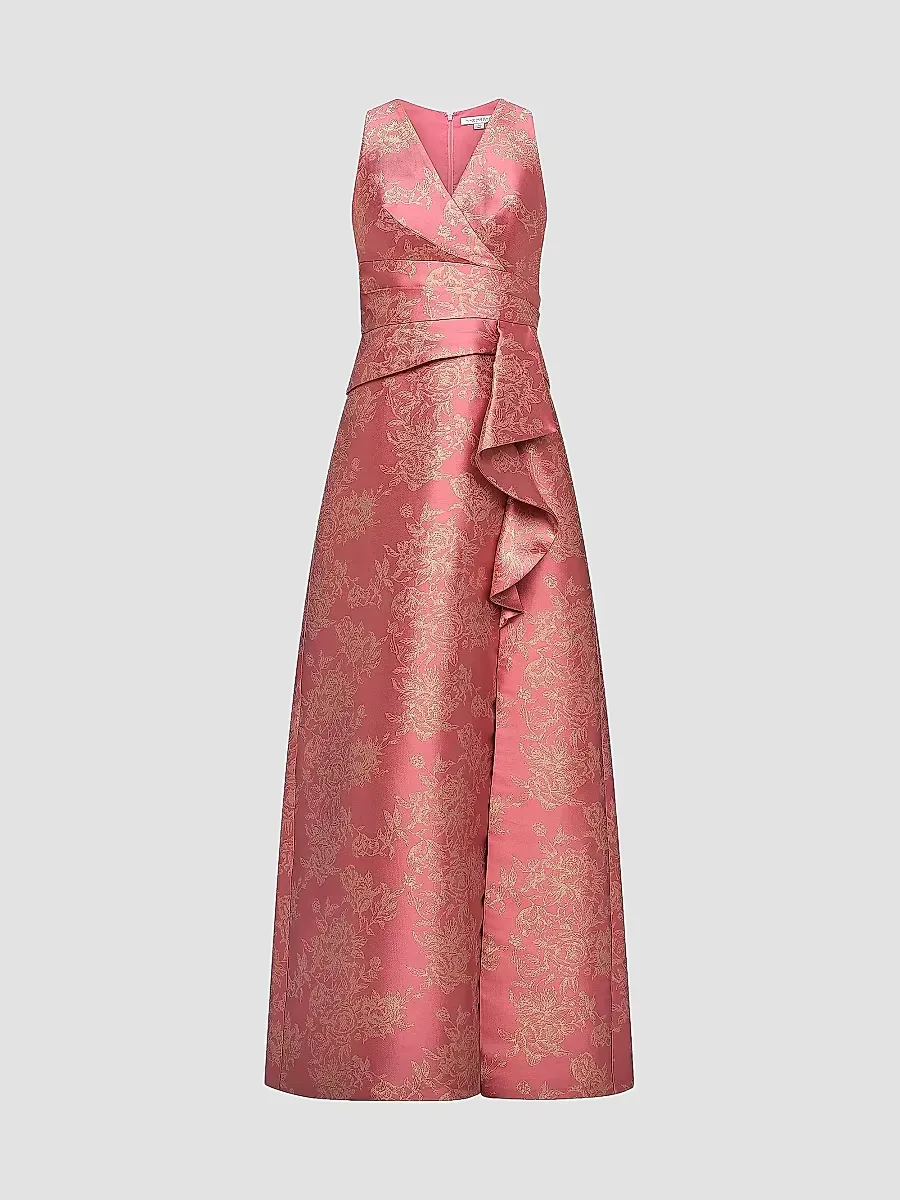 Rhianna Metallic Jacquard A-Line Gown by Kay Unger
