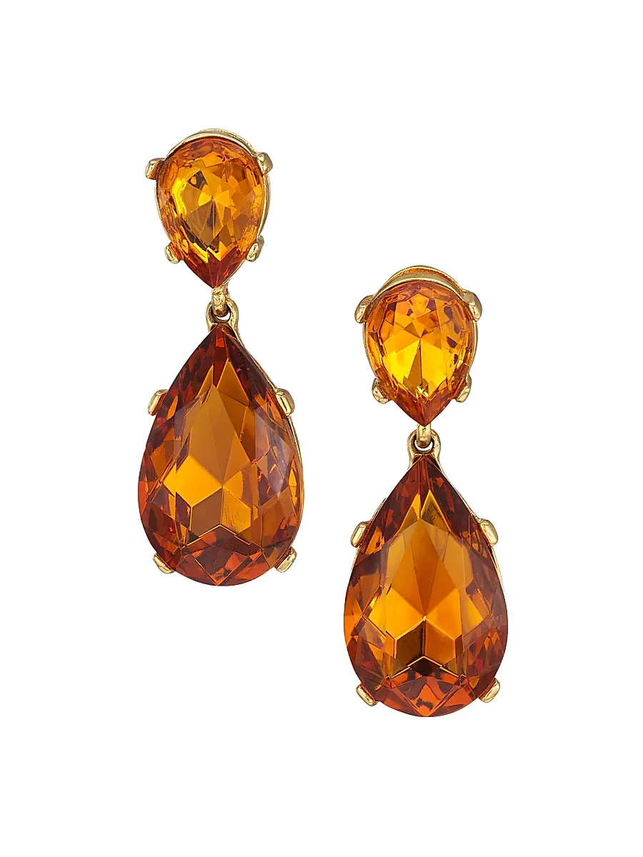 22K Goldplated Faux Topaz Teardrop Earrings by Kenneth Jay Lane