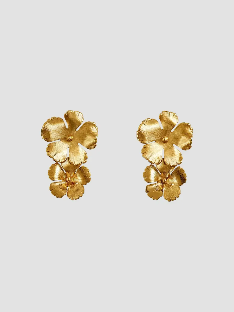 Jennifer Behr Collette 18K-Gold-Plated Hibiscus Drop Earrings