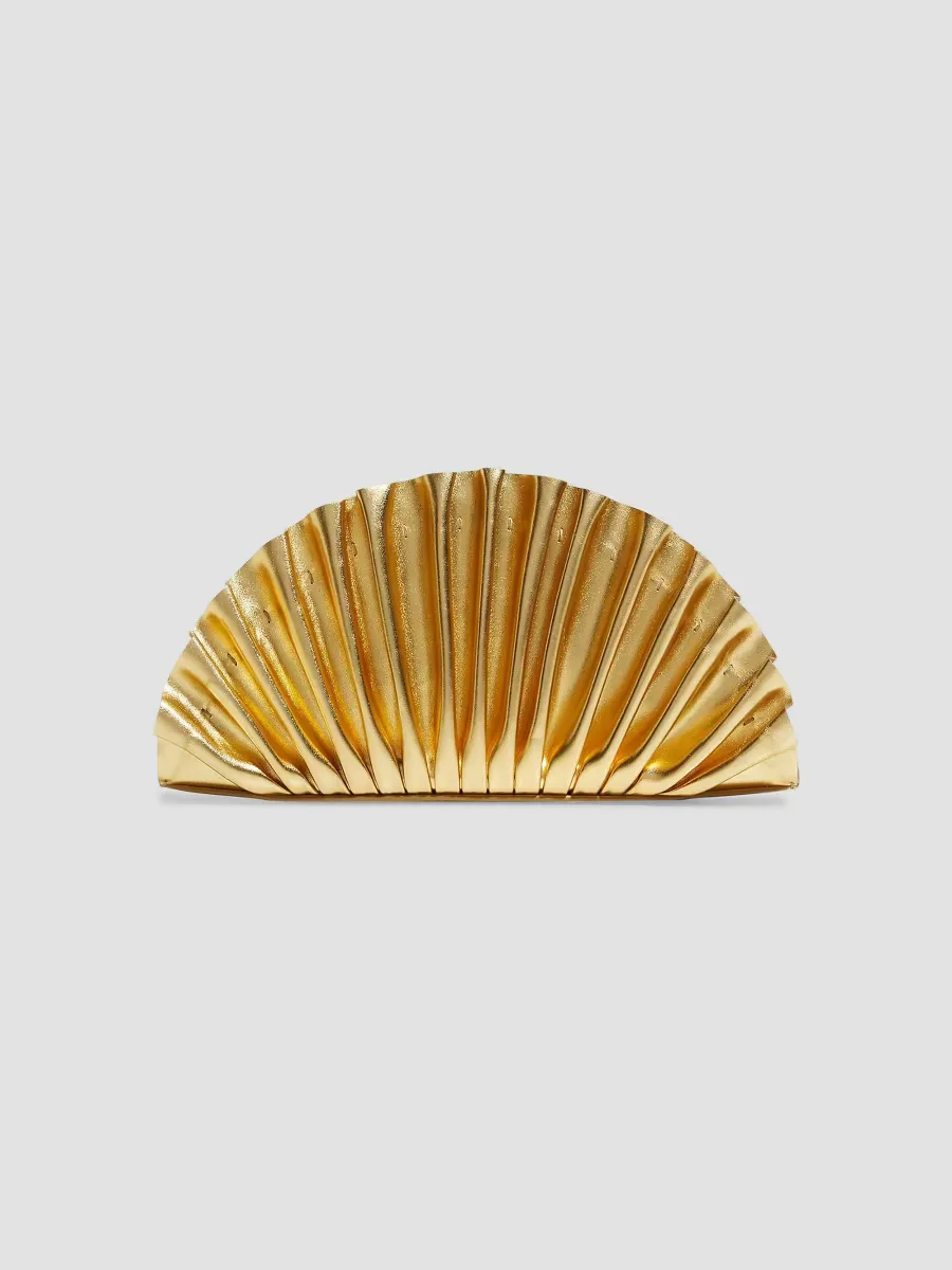 Mini Nala Metallic Leather Clutch by Cult Gaia