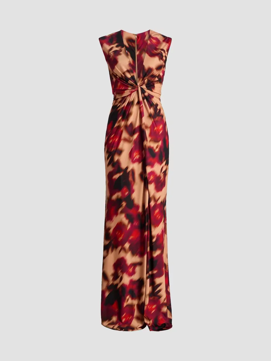 Printed Twist Maxi Dress by Amsale