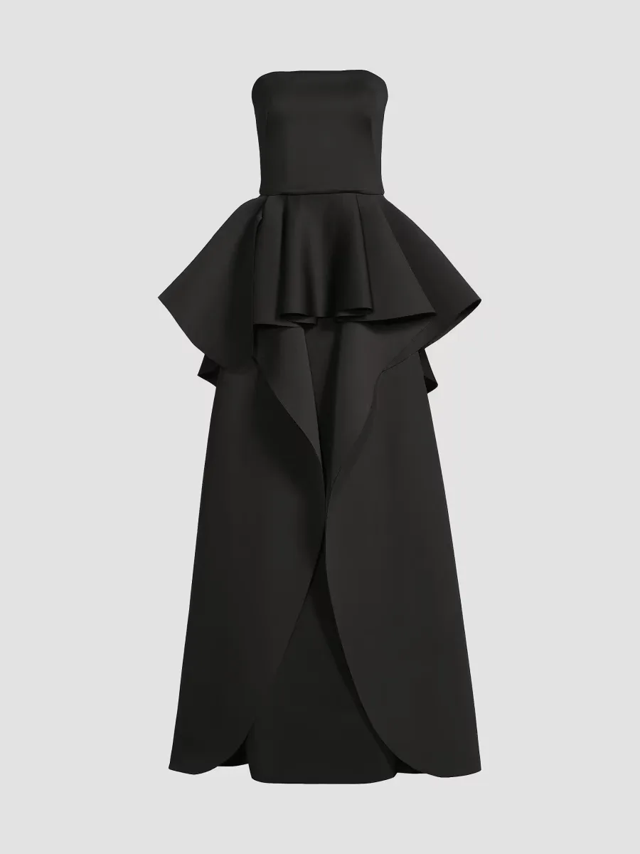 Avenia Peplum Strapless Gown