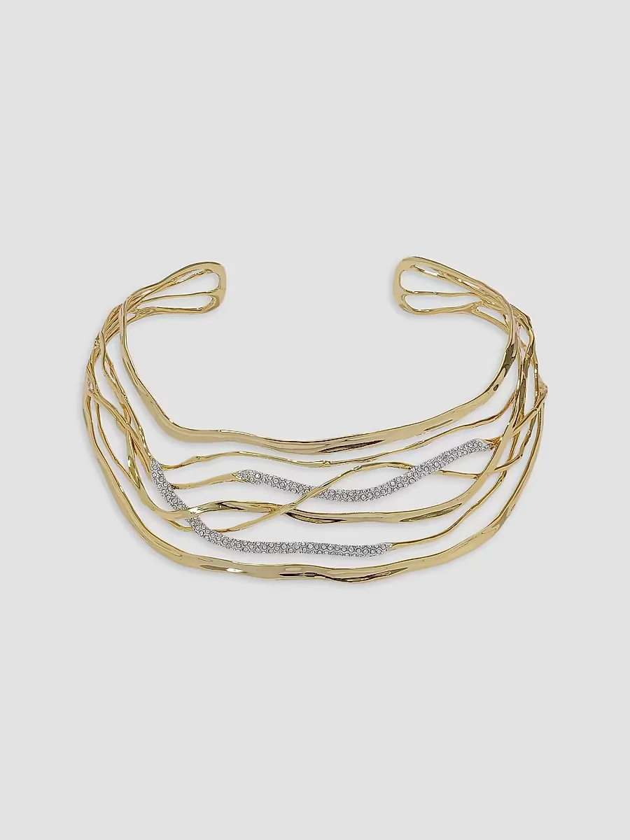 Solanales 14K-Gold-Plated, Rhodium-Plated & Crystal Woven Collar Necklace by Alexis Bittar