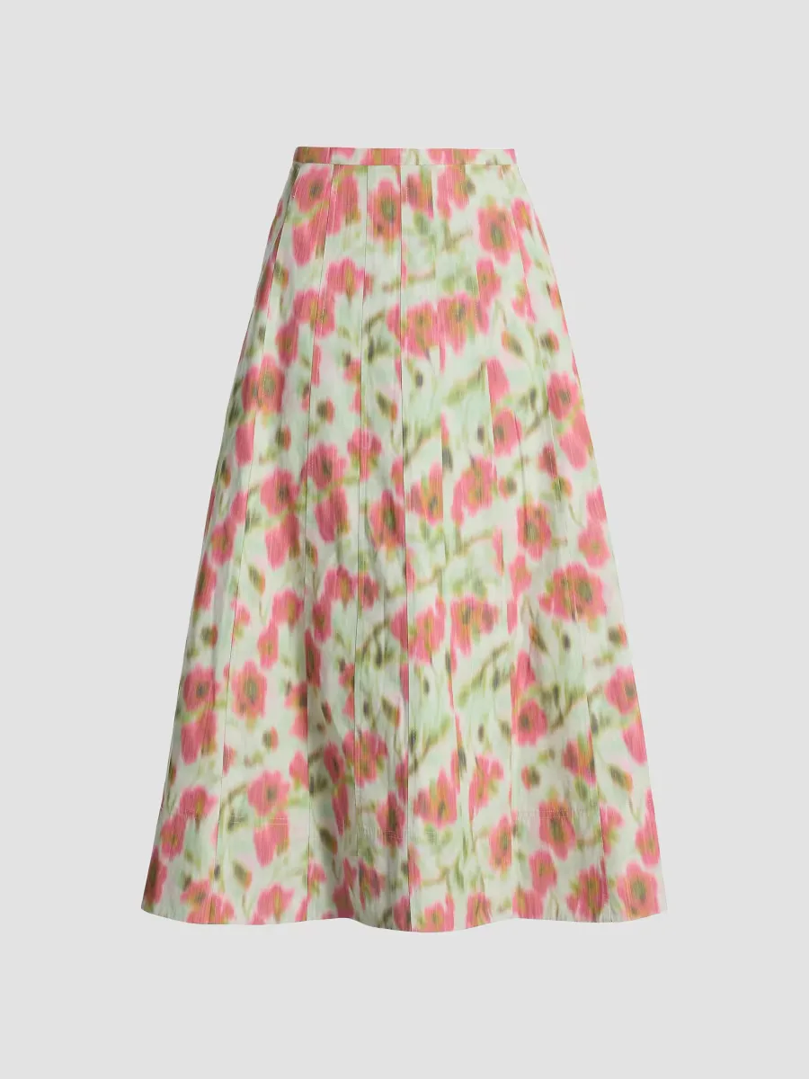 Tavia Cascading Floral Midi-Skirt