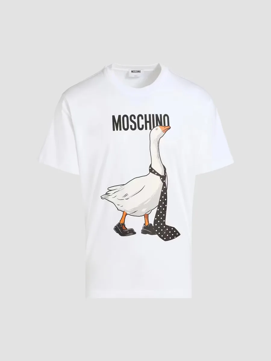 Goose Cotton Crewneck T-Shirt by Moschino
