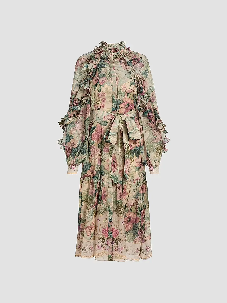 Amanda Floral Ruffle Midi-Dress by Kobi Halperin