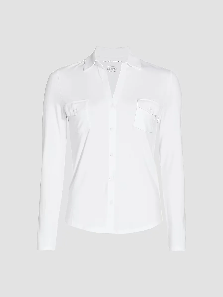 Majestic Filatures Soft Touch Long-Sleeve Pocket Shirt by Majestic