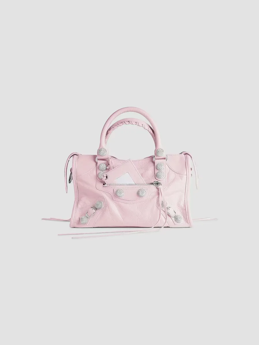 Le City Small Giant Studs Top Handle Bag with Rhinestones by Balenciaga