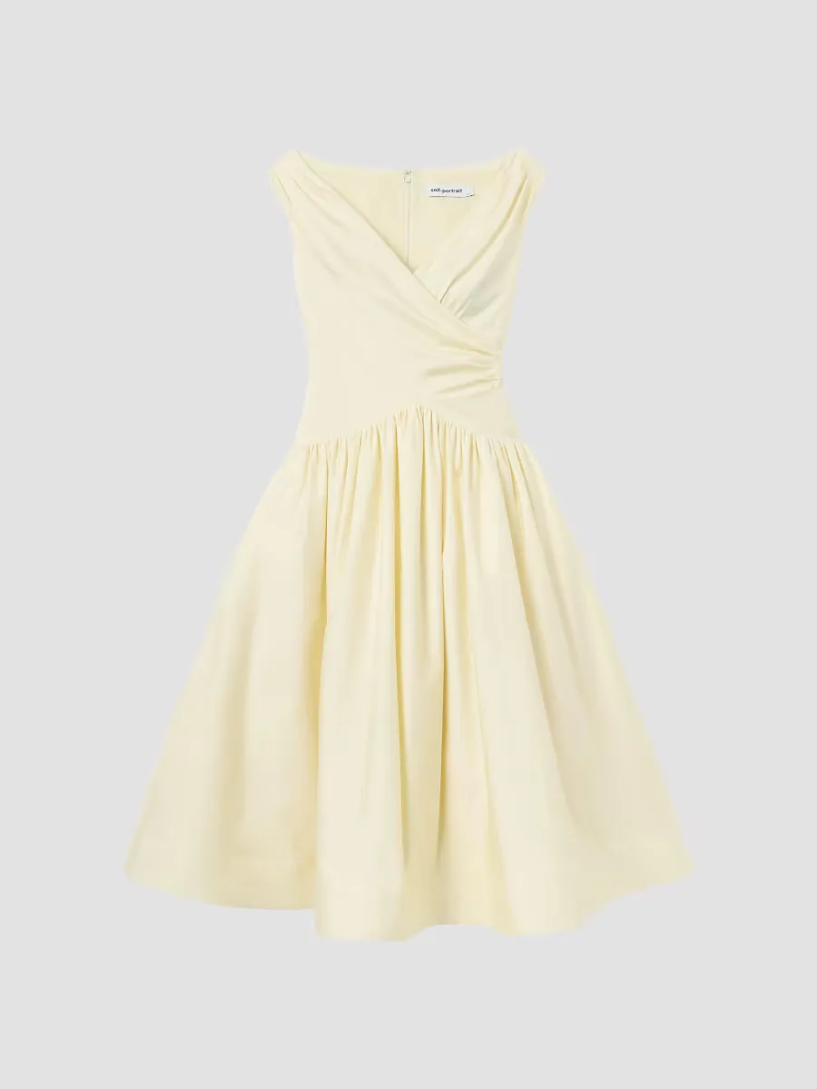 Draped Cotton Midi-Dress by Self Portrait