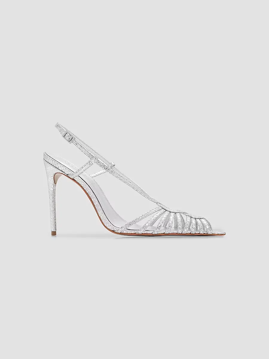 Seraphine 110MM Snakeskin-Embossed Leather Peep-Toe Sandals