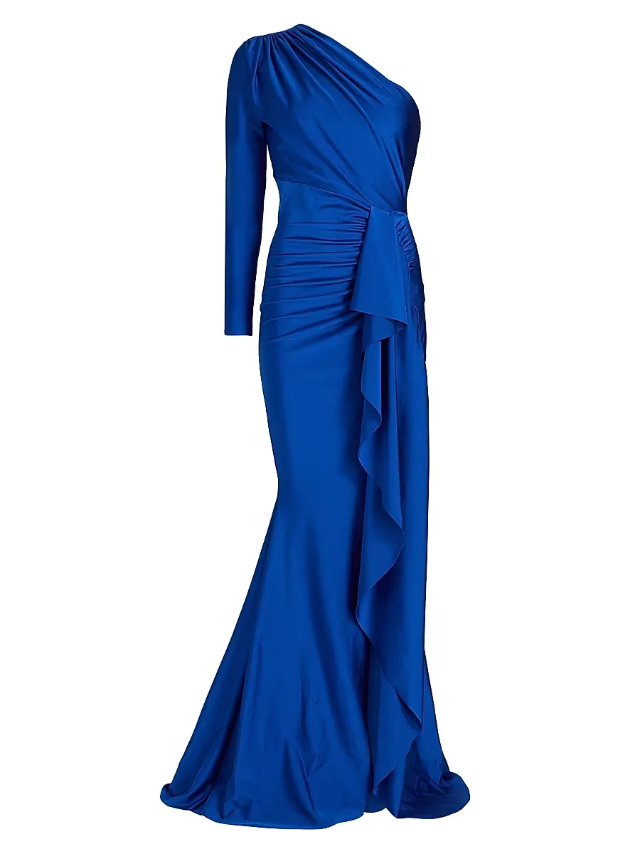 Serina JJ One-Shoulder Slit Gown
