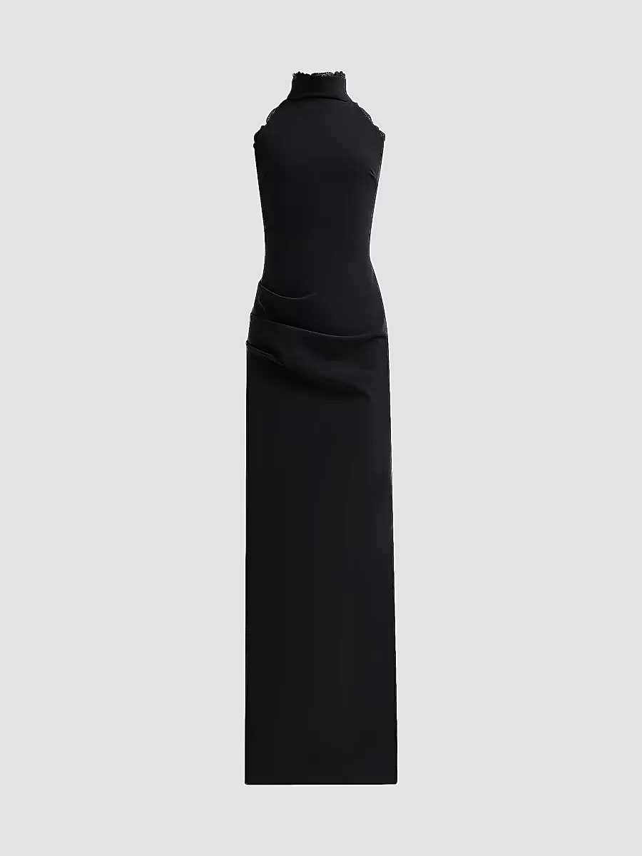 Kyomi Lace-Trim Draped Gown by Chiara Boni La Petite Robe