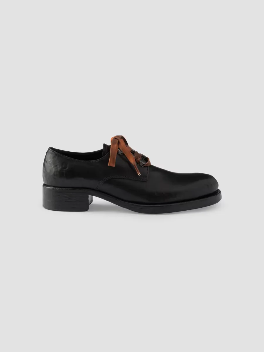 Antiqued Leather Lace-Up Shoes by Prada