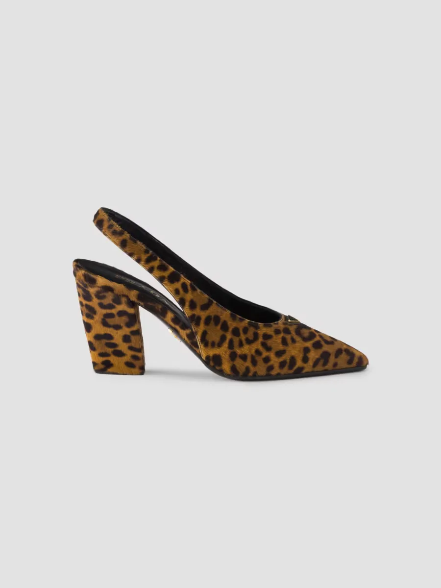 Printed Leather Slingback Pumps by Prada