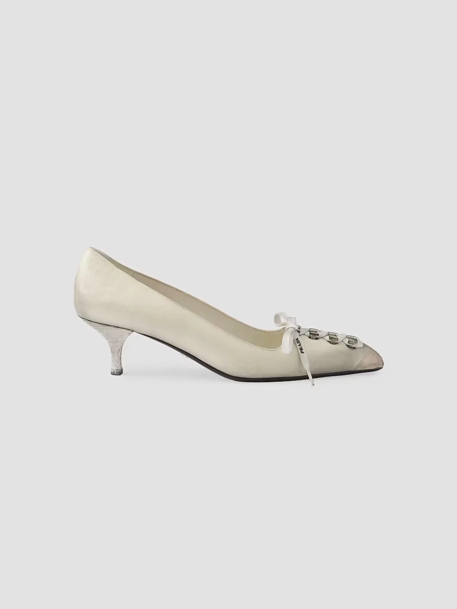 Antiqued Leather Pumps by Prada