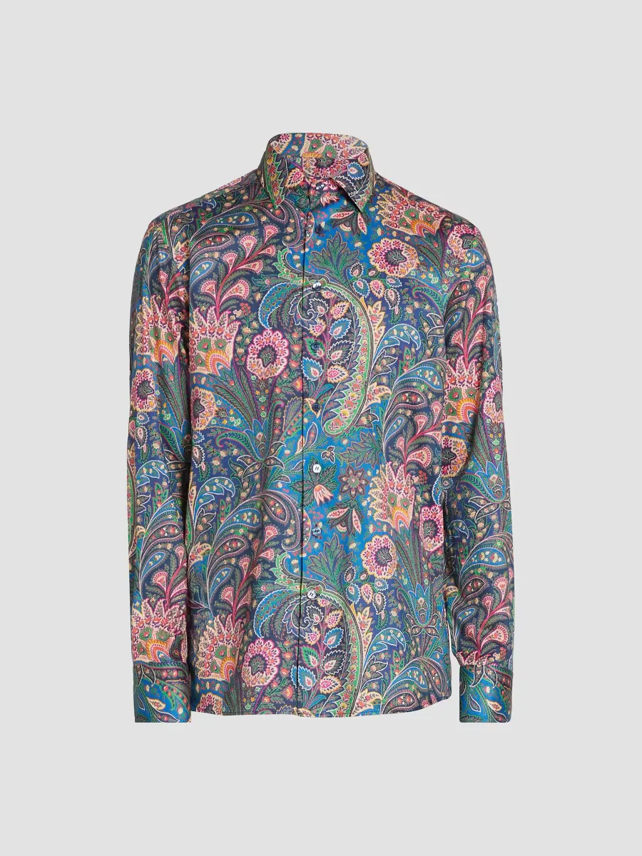 Roma Paisley Cotton Button-Front Shirt