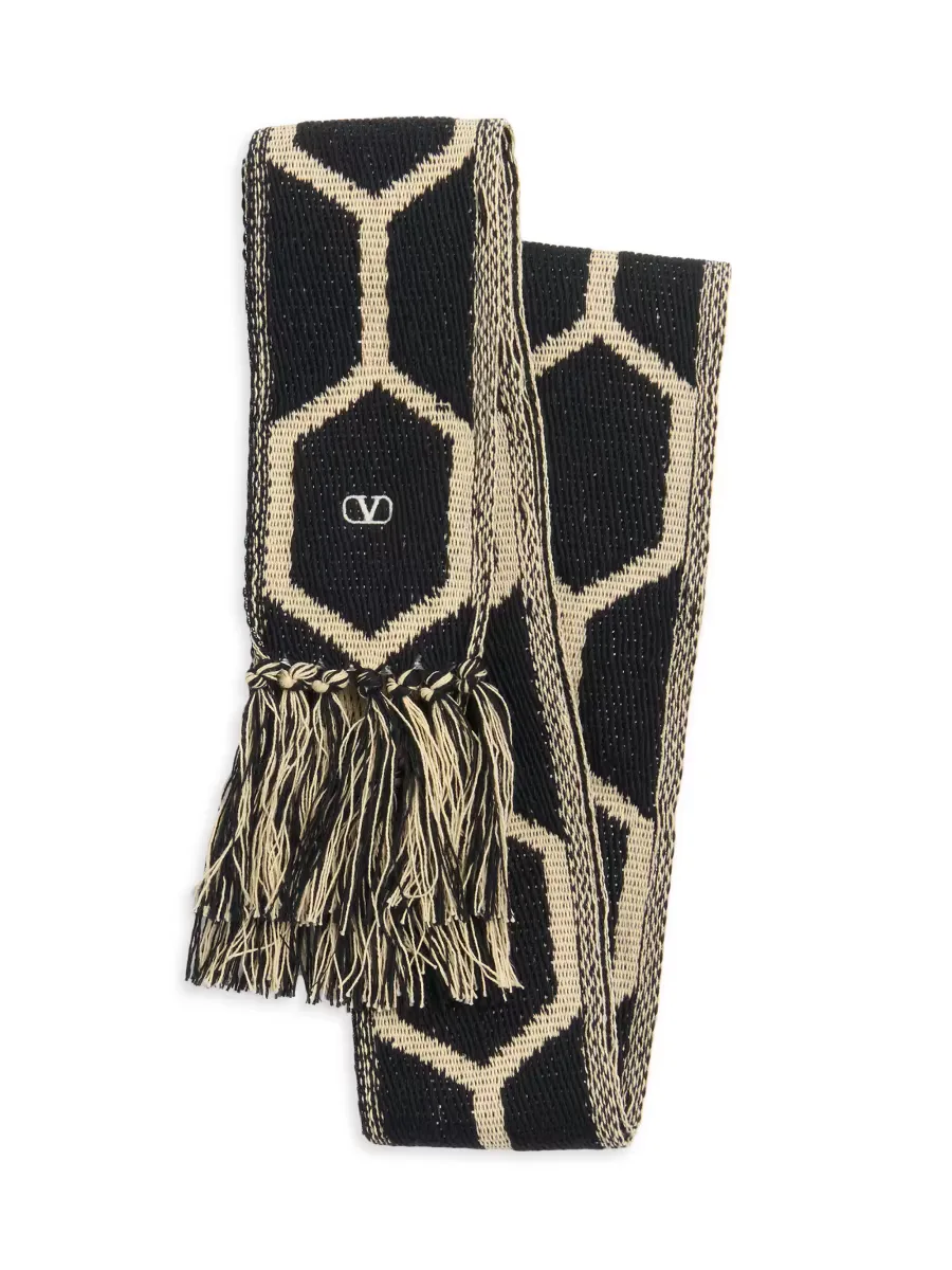Antibes Cotton Scarf with Fringe by Valentino