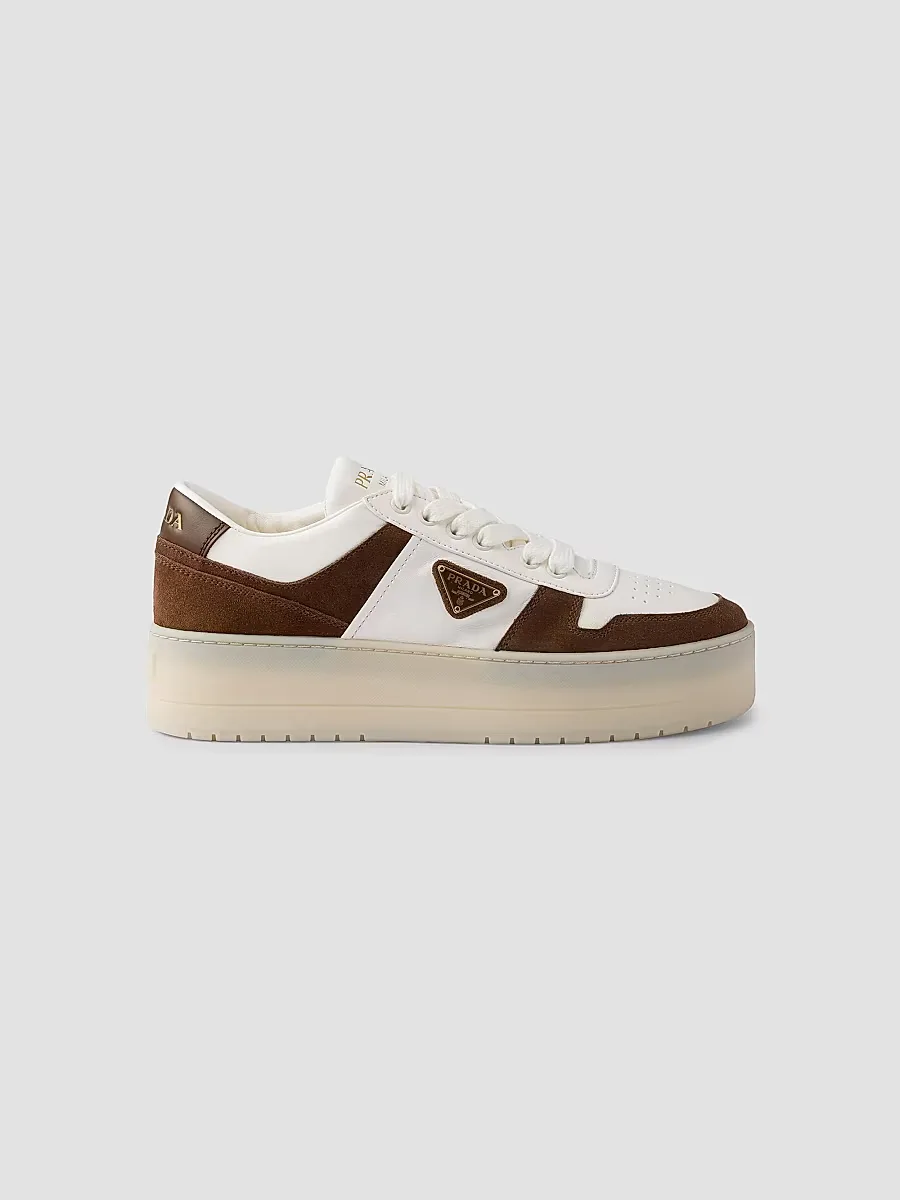 Downtown Bold Nappa Leather and Suede Sneakers by Prada