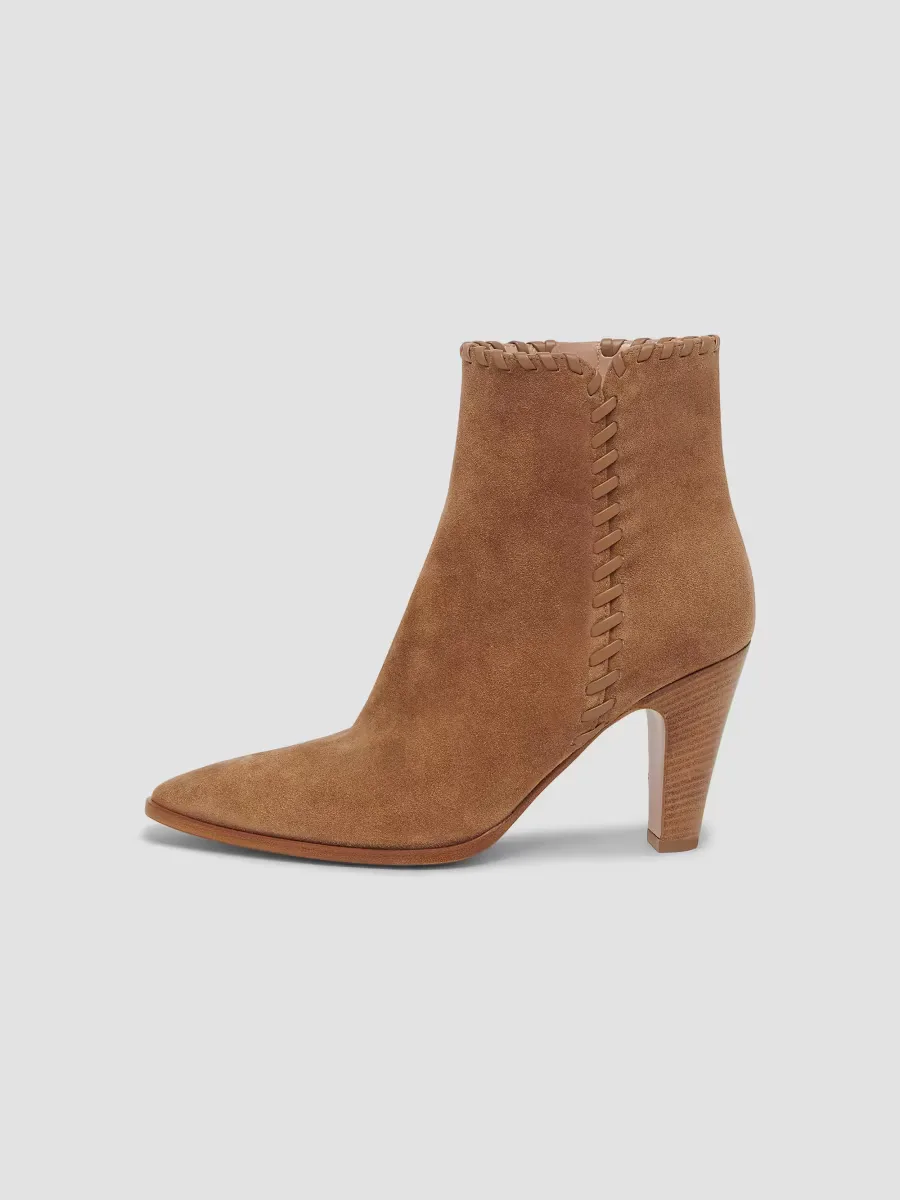 85MM Whipstitch-Trim Suede Ankle Boots by Gianvito Rossi
