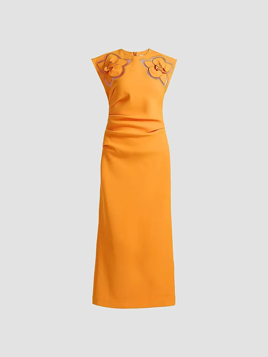 Koda Floral Cut-Out Crepe Sheath Midi-Dress