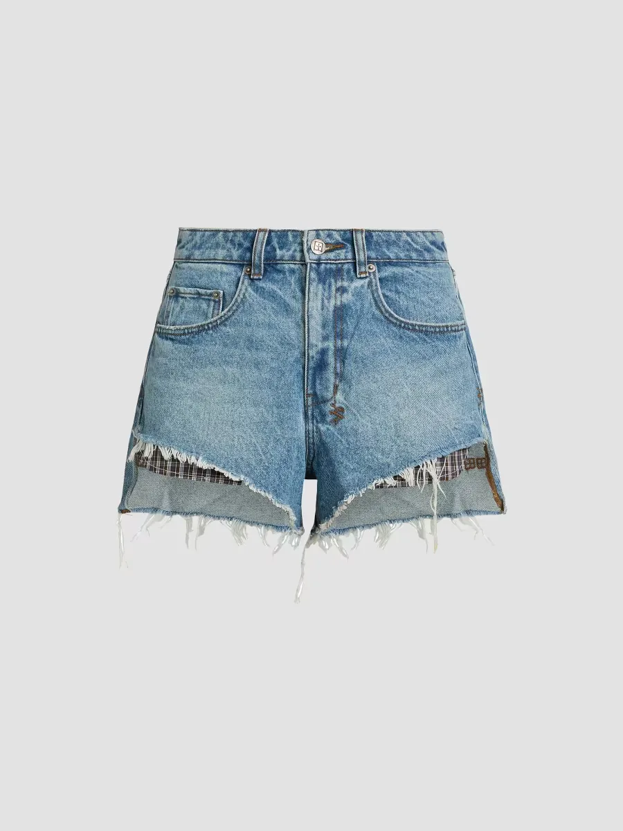 Future Memory Kut Off Plaid Pocket Denim Shorts by Ksubi