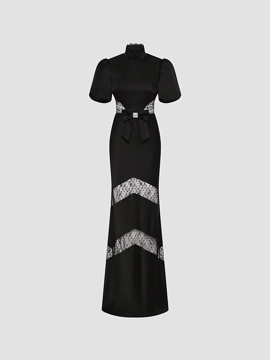 Noire Lace Column Gown by Rebecca Vallance