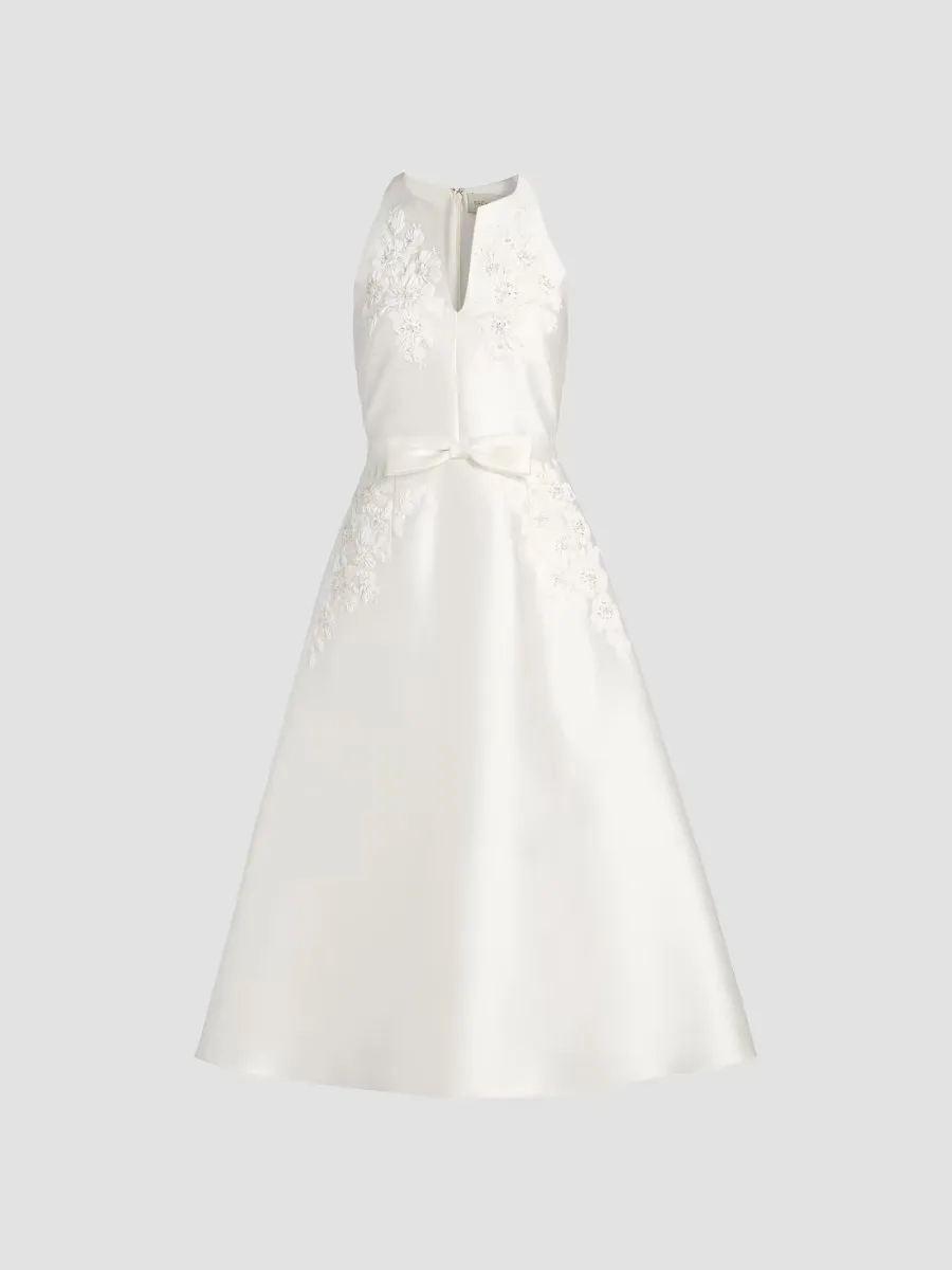 Allison Embroidered Satin Fit & Flare Midi-Dress by SACHIN BABI