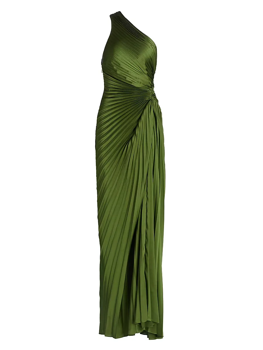Lara Pleated One-Shoulder Gown by A.L.C.