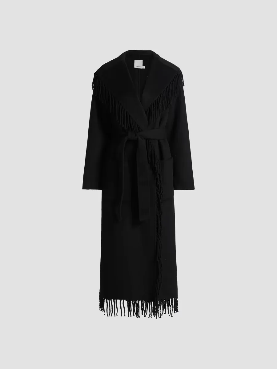 Carrie Fringed Wool-Blend Coat by SIMKHAI
