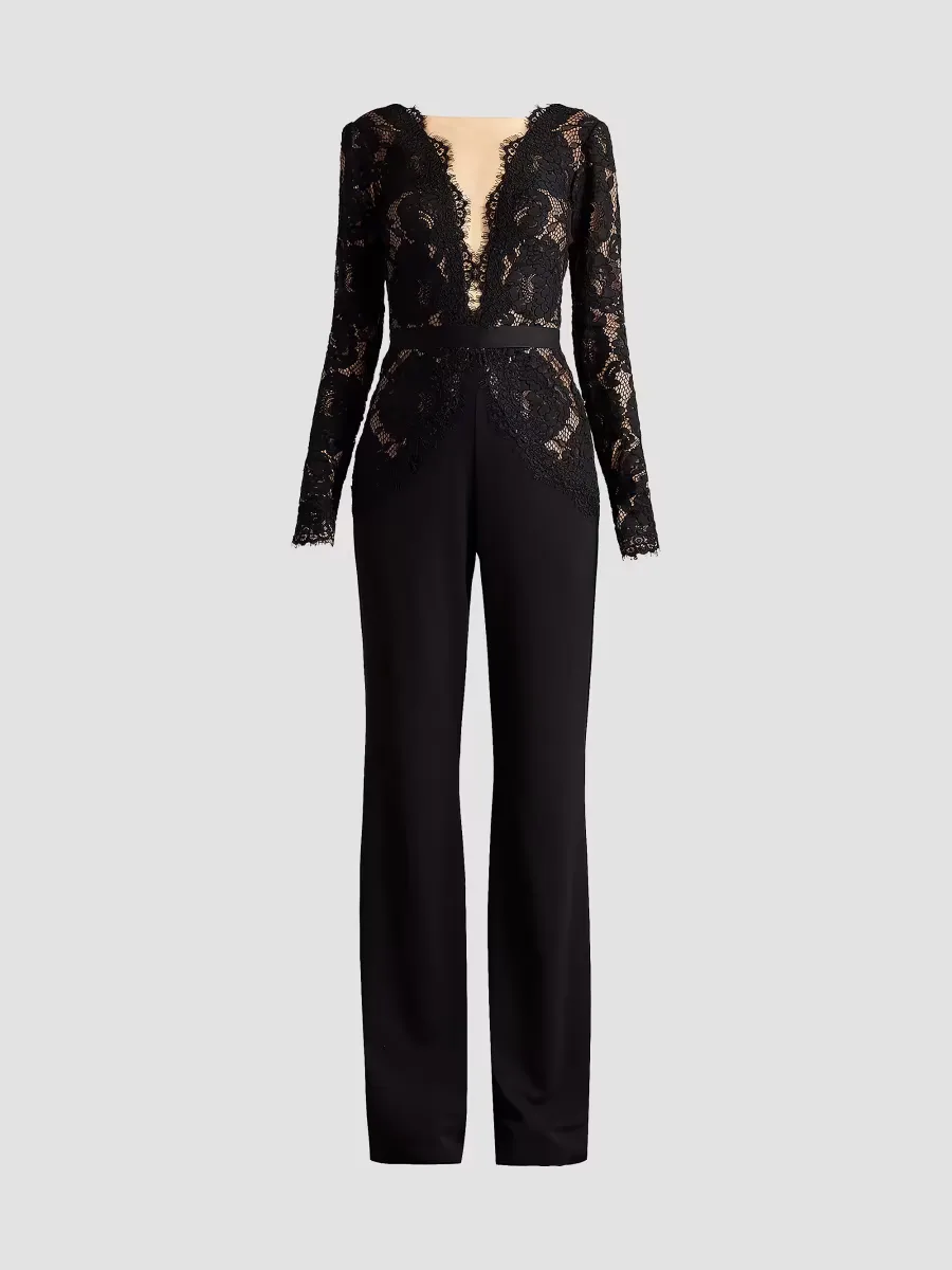 Lace Bodice Crepe Jumpsuit by Tadashi