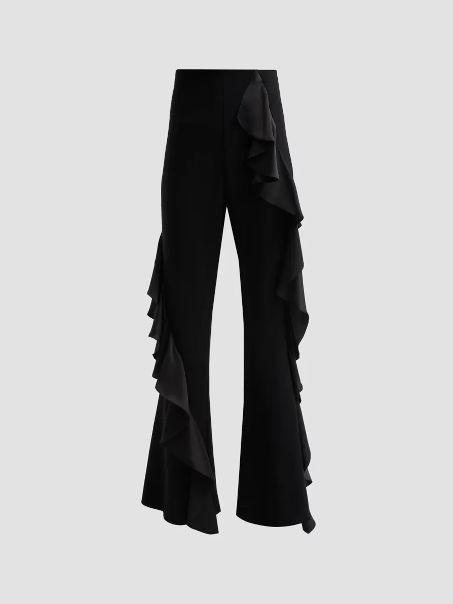 Selah Ruffle Satin Pants by Cinq  Sept
