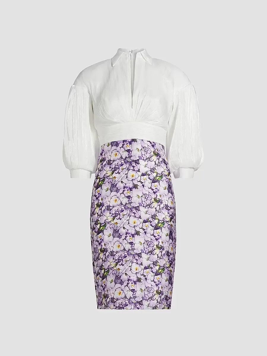 Pieced Knee-Length Cocktail Dress by Badgley Mischka