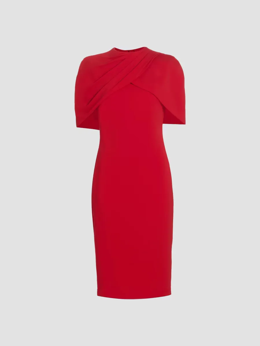 Crepe Cape Shift Dress by Badgley Mischka