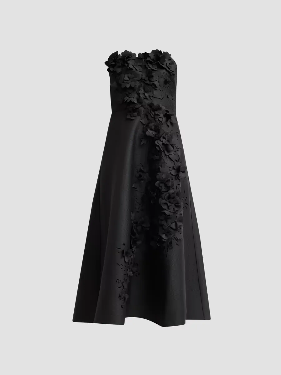 Floral Applique Strapless Cocktail Dress