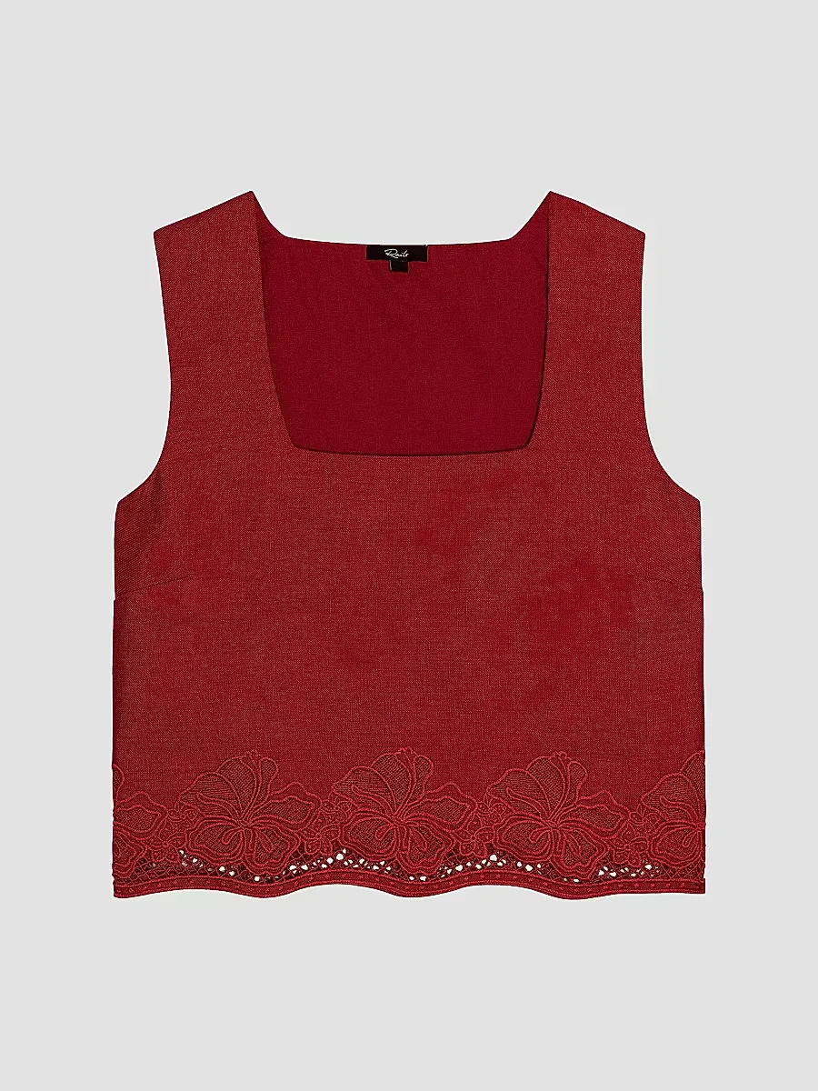 Akira Linen Embroidered Top by Rails