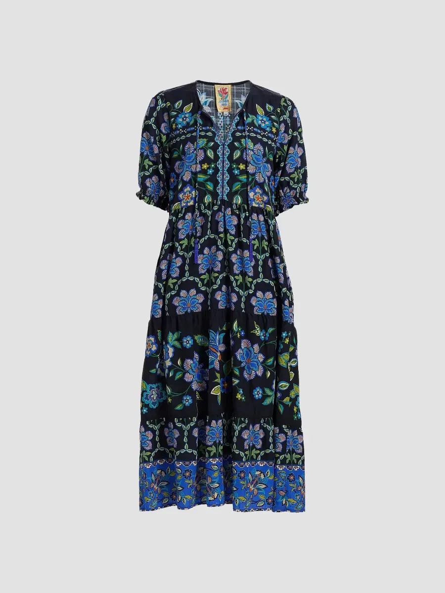 Floral Cotton-Blend Midi-Dress by Johnny Was