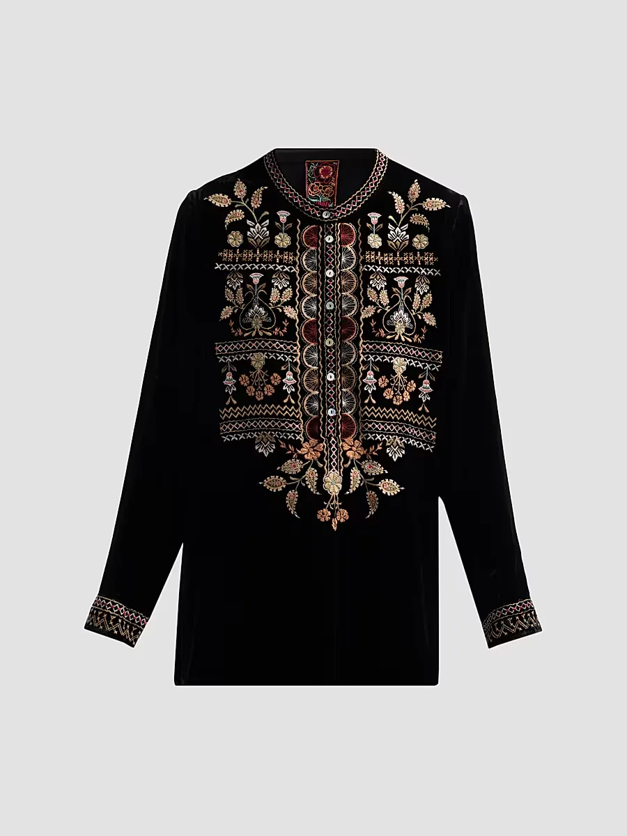 Anya Velvet Henley Tunic by Johnny Was