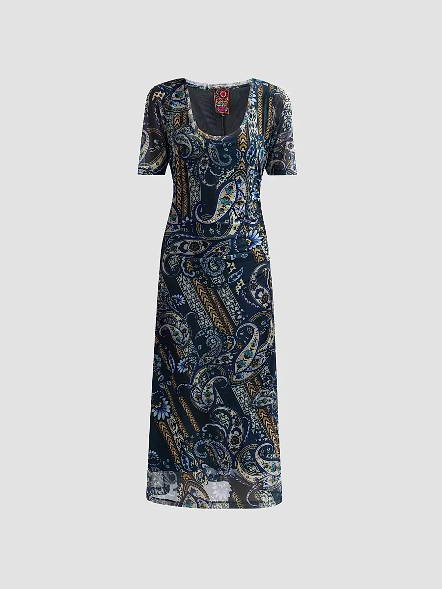 Ruched Mesh Midi Dress by Johnny Was